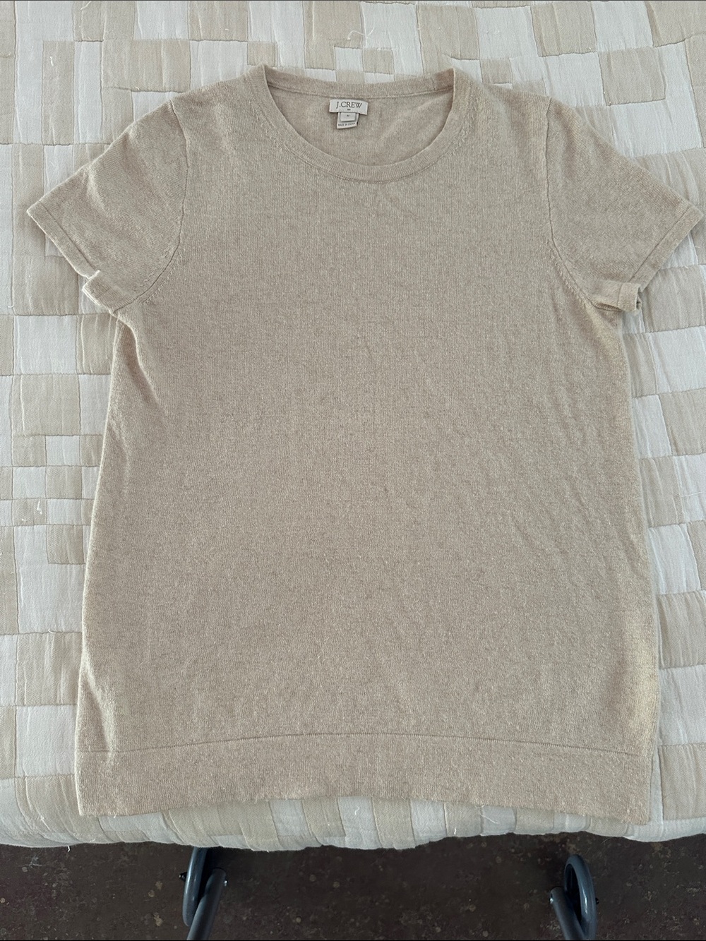 J. Crew Beige Short Sleeve Crewneck Sweater